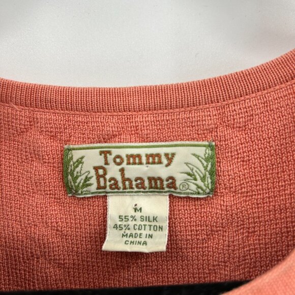 TOMMY BAHAMA Orange Silk Blend Textured Sleeveless Preppy Blouse Top Size Medium - Picture 3 of 5